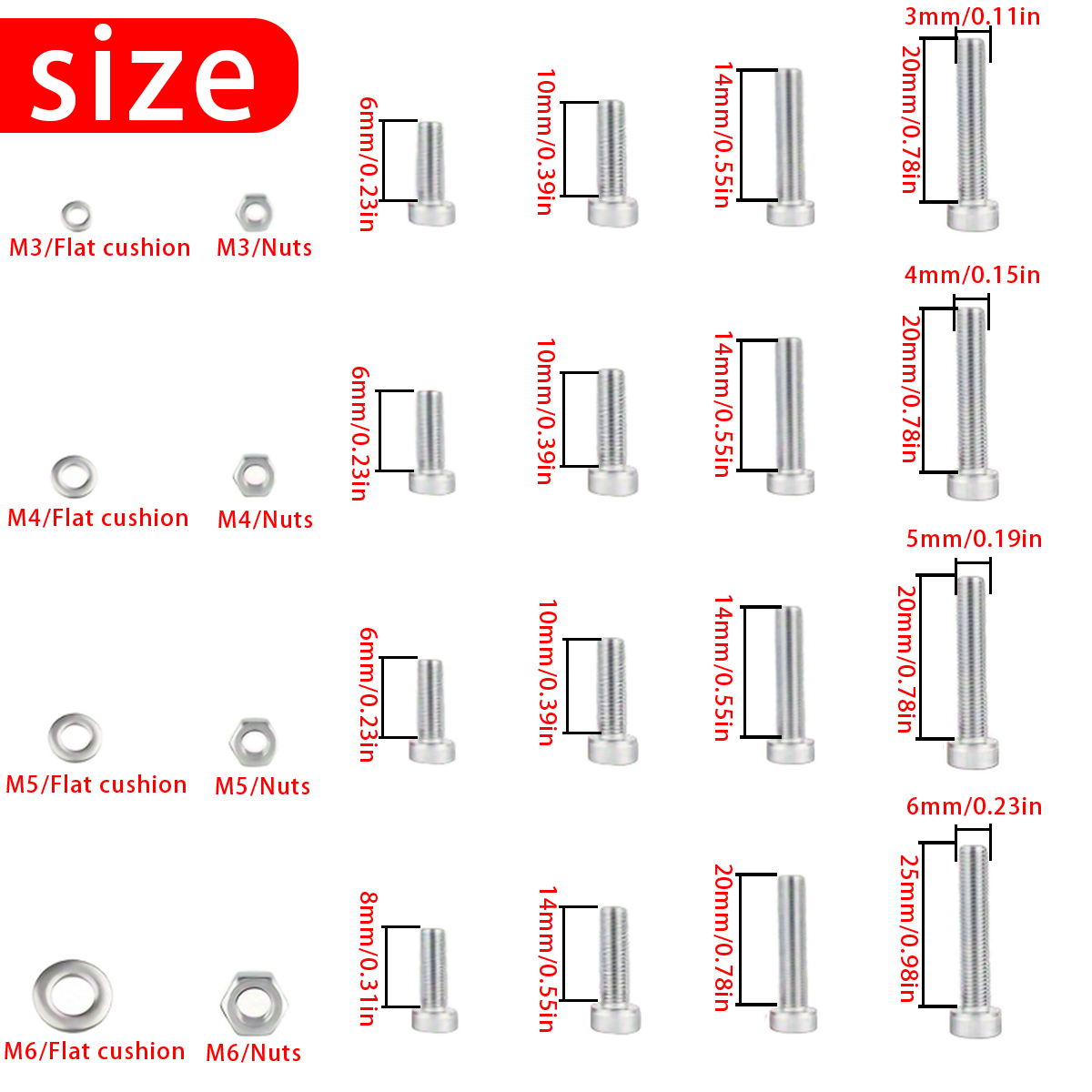 670 PCS Stainless Steel Hexago - Nuts Mix ulasan dan harga